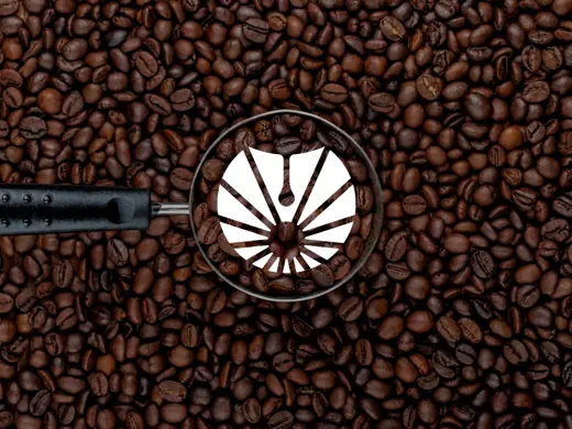 Daybreak — coffee beans and portafilter logo reveal